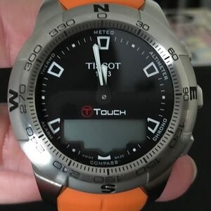 Tissot T-Touch Men's Orange- Black Face SmartWatch - T047420